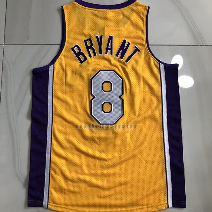 Camiseta Los Angeles Lakers Kobe Bryant NO 8 Mitchell & Ness 1999-00 Amarillo